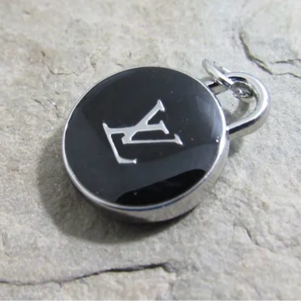 Louis Vuitton 15mm Black And Silver Oval Charm.